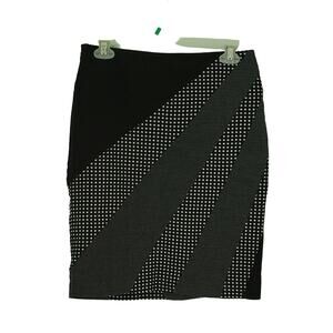 EUC! Worthington Petite Mod Style Black Abstract Polkadot Pencil Skirt Size 6P